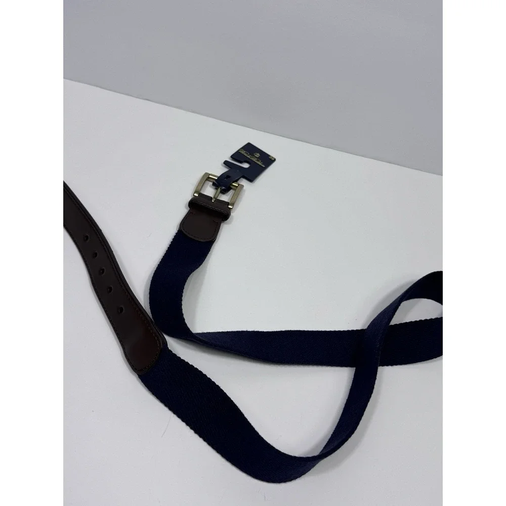 Brooks Brothers Belt Mens 38 Blue Leather Canvas Preppy Woven Made in Italy NWT